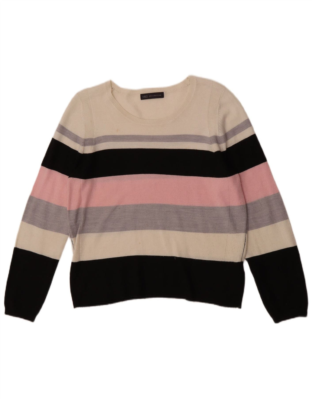 Marks & Spencer Womens Boat Neck Jumper Sweater UK 14 Large Multicoloured