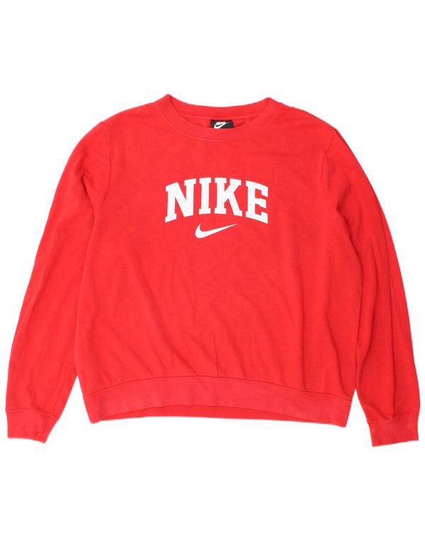 Nike Womens Graphic Oversized Sweatshirt Pullover UK 18 XL Rote Baumwolle