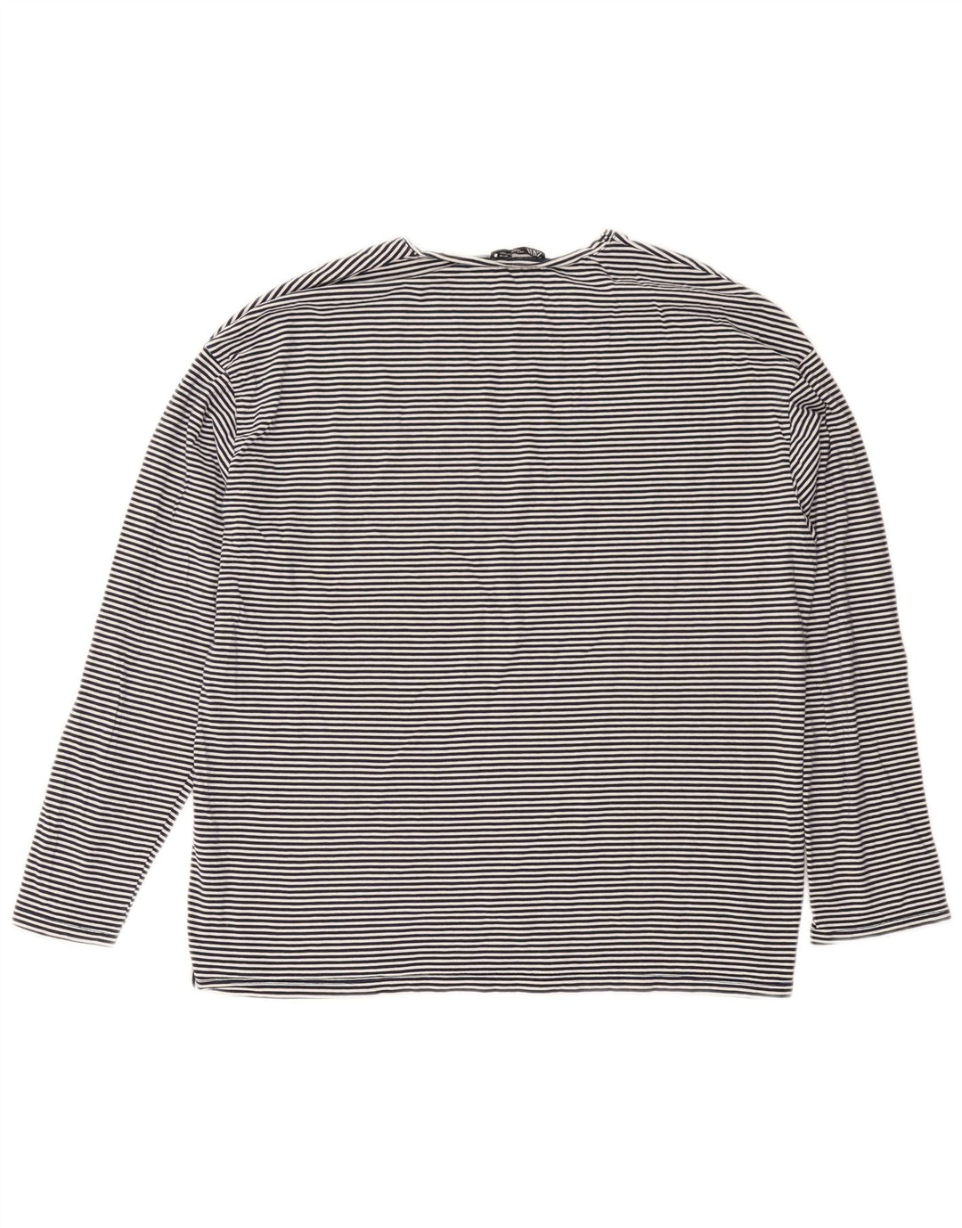 Zara Womens Oversized Top Long Sleeve UK 10 Small Navy Blue Pinstripe