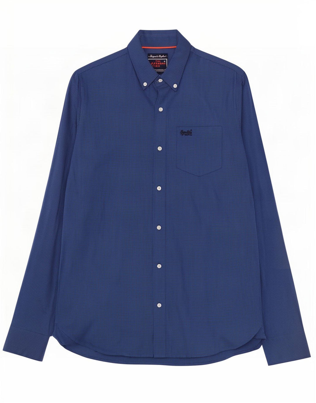 Superdry Mens Shirt Medium Navy Blue Gingham Cotton