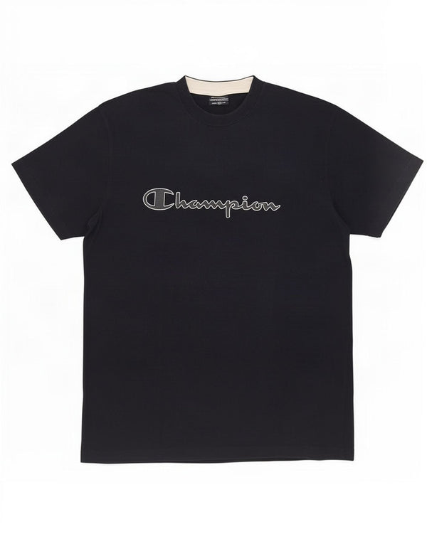 Champion Mens Graphic T-Shirt Top XL Navy Blue Cotton