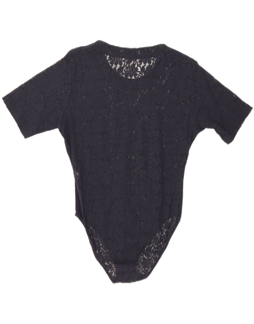 VINTAGE Womens Bodysuit UK 14 Large Navy Blue Floral Polyamide Vintage Vintage and Second-Hand Vintage from Messina Hembry 