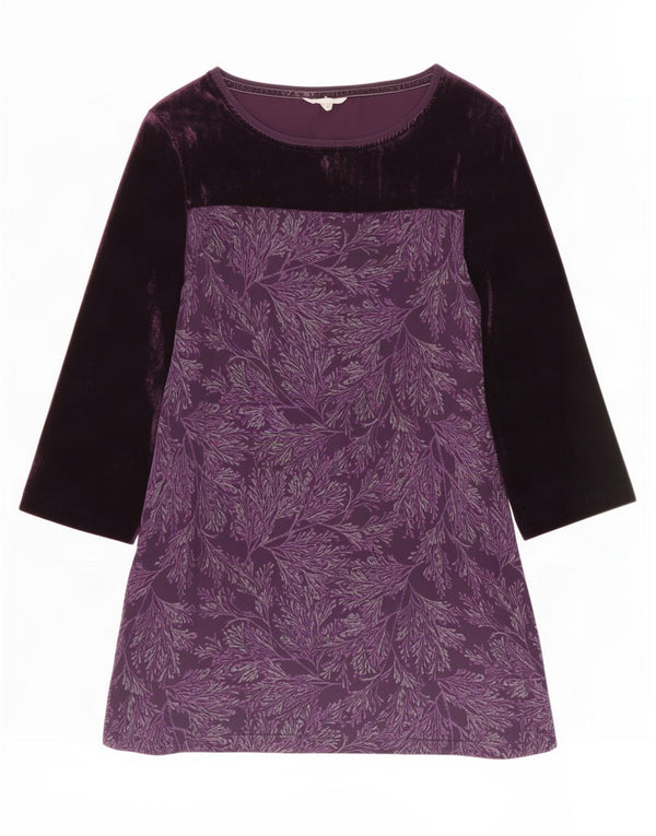 White Stuff Womens 3/4 Sleeve A-Line Dress UK 14 Large Purple Floral