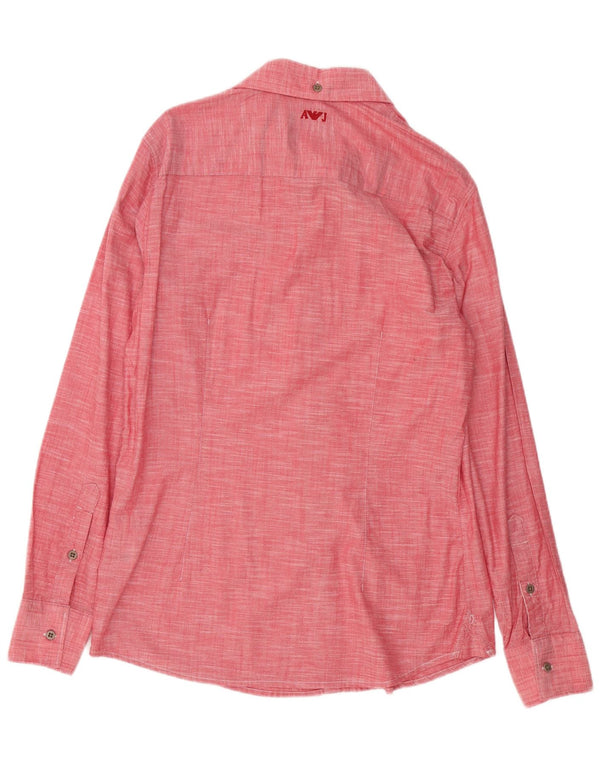 Camicia Armani Jeans da uomo slim fit in cotone mélange rosso medio