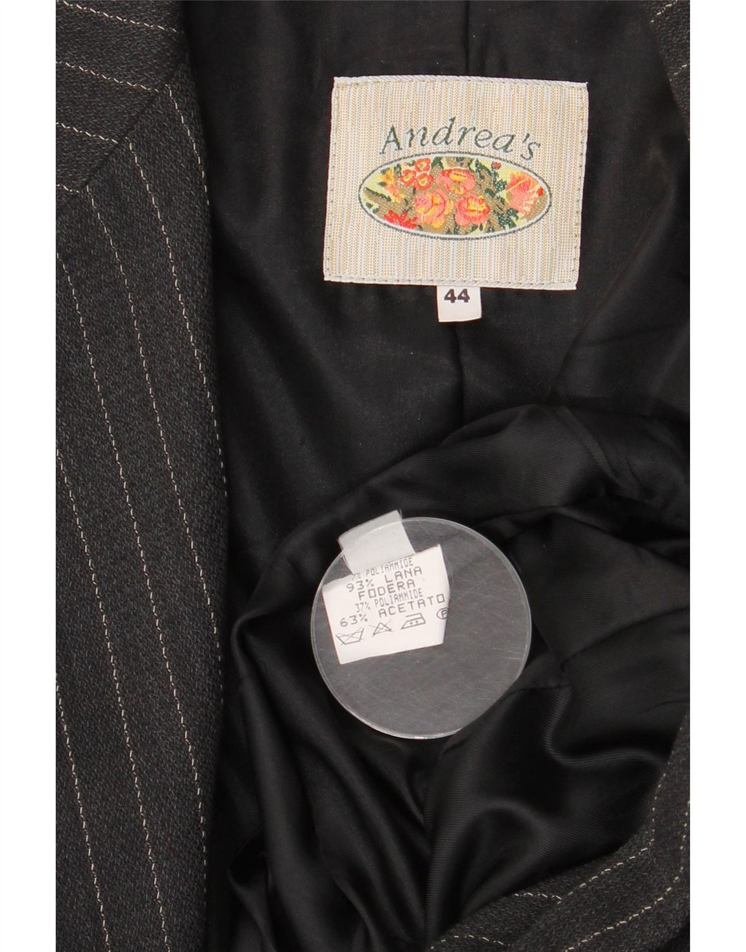 Andrea's Womens Double Breasted Blazer Jacket IT 44 Medium Black Pinstripe