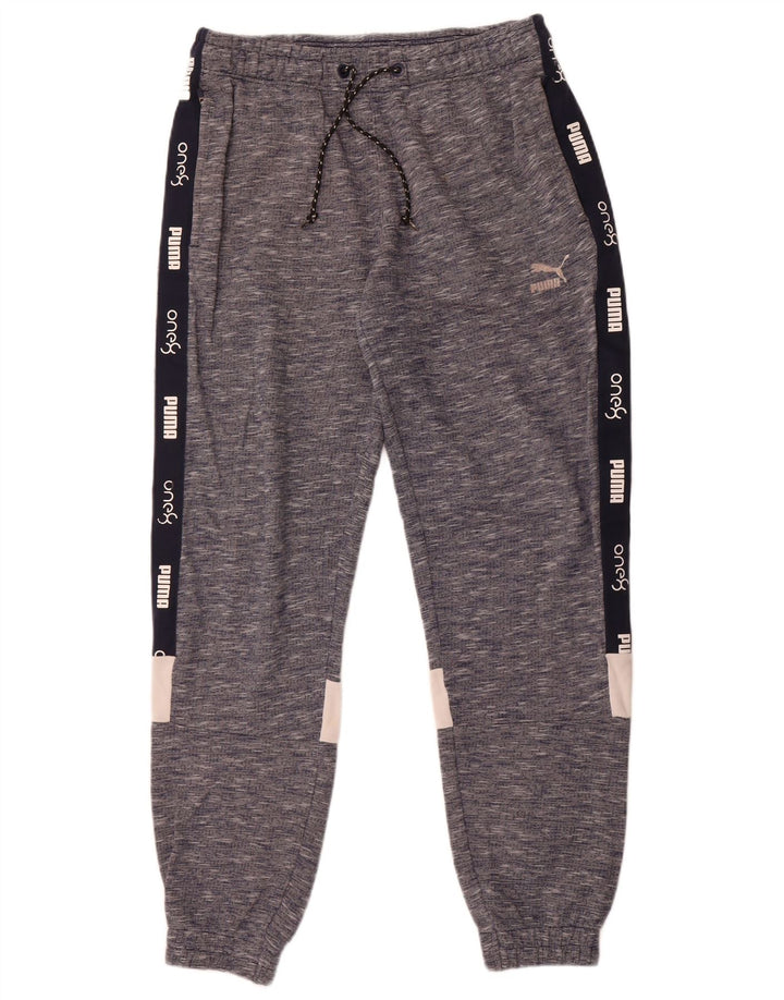 Puma Mens Graphic Tracksuit Trousers Joggers Medium Navy Blue Flecked