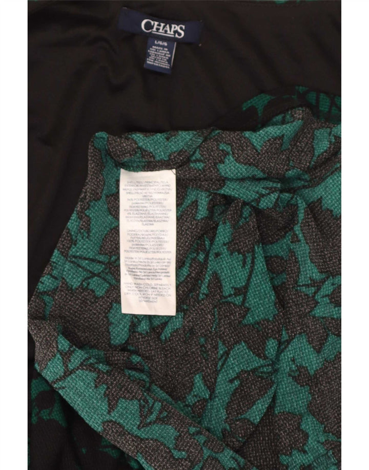 Chaps Womens 3/4 Sleeve Sheath Dress Large Green Floral Polyester