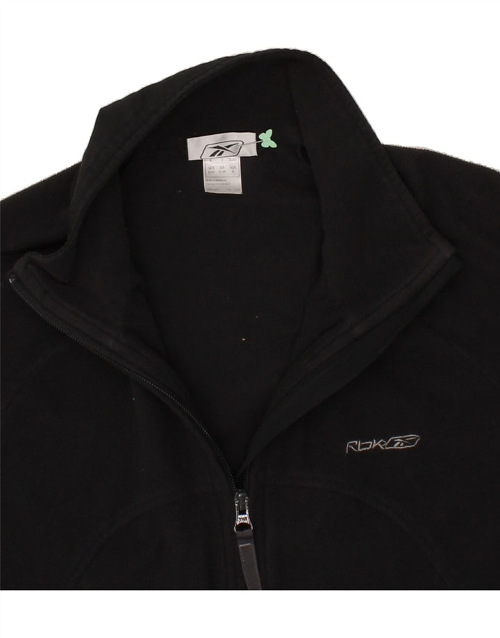 REEBOK Womens Fleece Jacket UK 18 XL Black Polyester Vintage Reebok and Second-Hand Reebok from Messina Hembry 