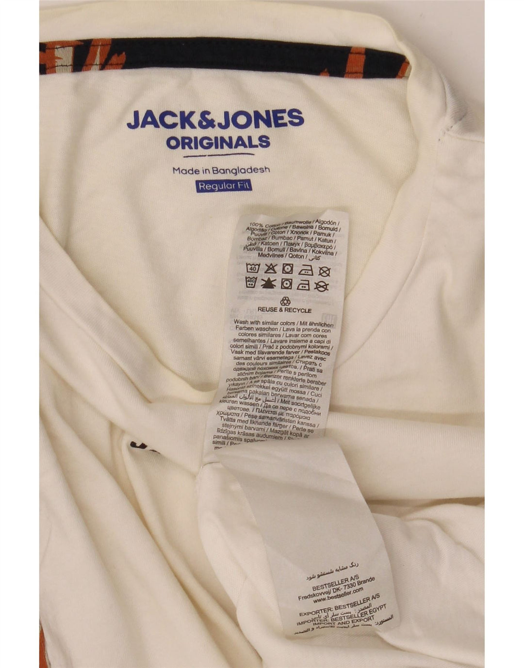 Jack & Jones Mens Regular Fit Graphic T-Shirt Top Medium White Floral