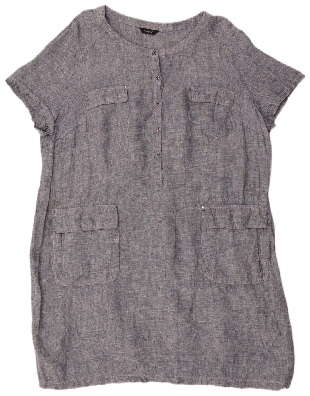 Marks & Spencer Womens Autograph Shift Dress UK 22 3XL Blue Linen