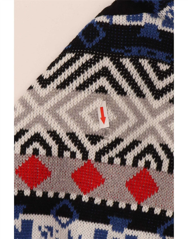 Vintage Mens Crew Neck Jumper Sweater Large Multicoloured Geometric Wool