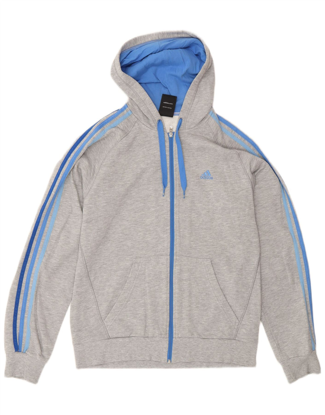 Adidas Mens Zip Hoodie Sweater Medium Grey Cotton