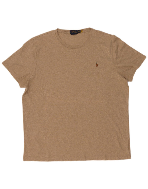 Polo Ralph Lauren muška majica kratkih rukava prilagođenog kroja 2XL, bež flekasti pamuk