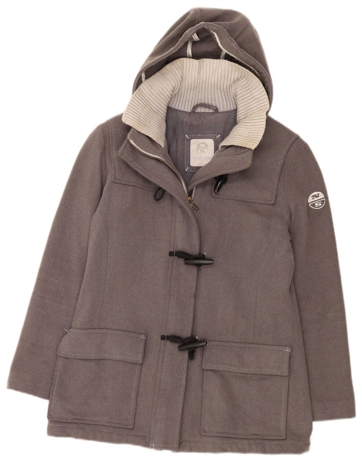 North Sails Womens Hooded Duffle Jacket UK 10 Small Grey Wool