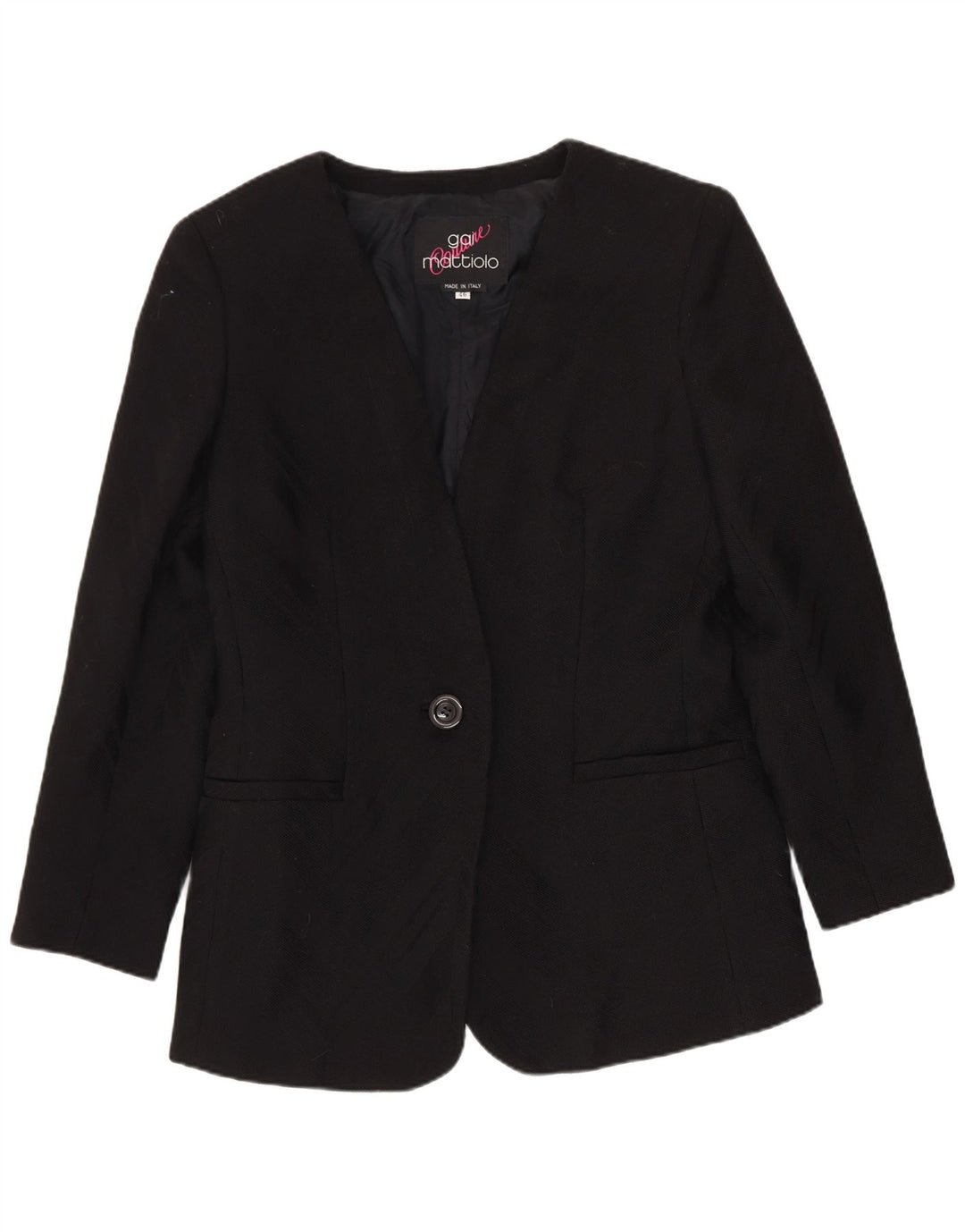 Jaqueta blazer feminina Gai Mattiolo com 1 botão IT 46 grande lã virgem preta