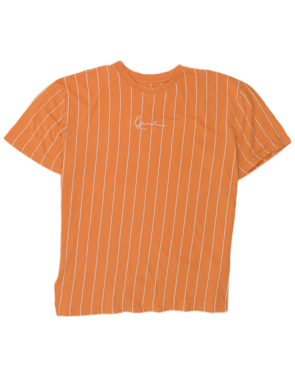 Karl Kani Mens Graphic T-Shirt Top Large Orange Striped Cotton