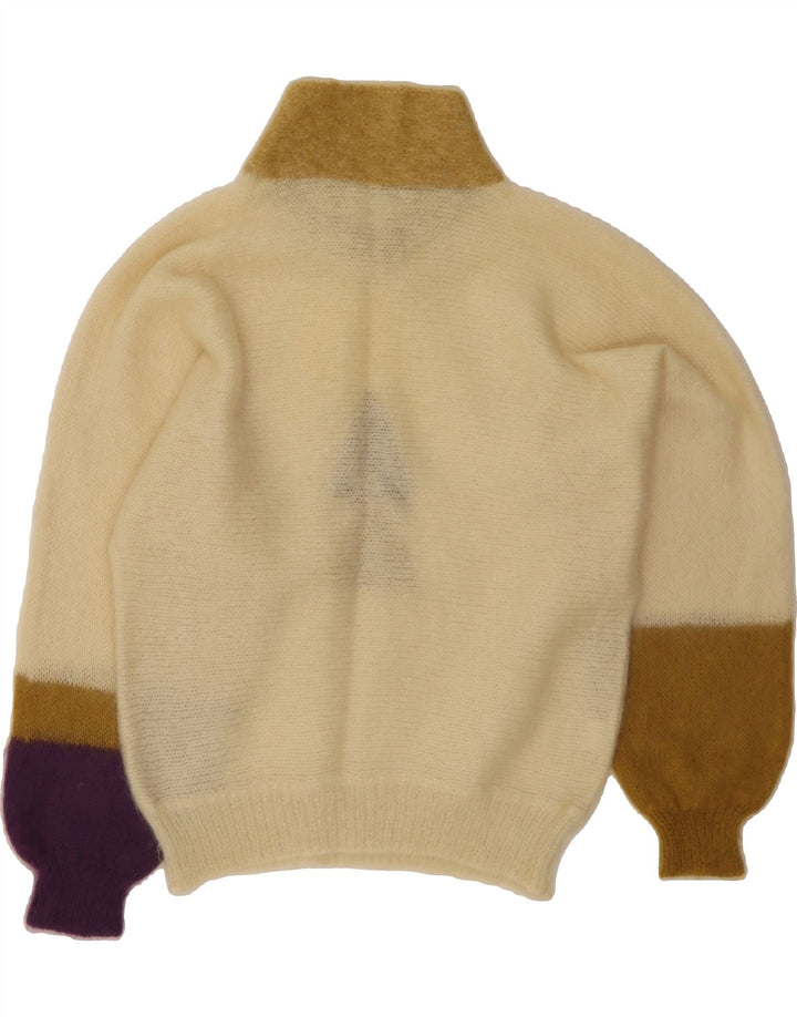 VINTAGE Womens Shawl Neck Jumper Sweater IT 42 Medium Off White Vintage Vintage and Second-Hand Vintage from Messina Hembry 