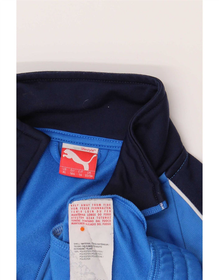 Puma Jungen Grafik-Trainingsanzug-Top-Jacke, 13–14 Jahre, blaues Farbblockdesign