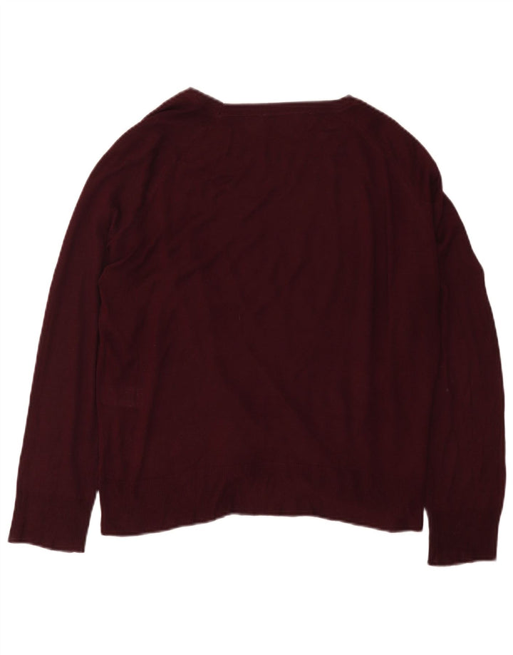 Zara Womens Boat Neck Jumper Sweater UK 14 Medium Maroon Viscose