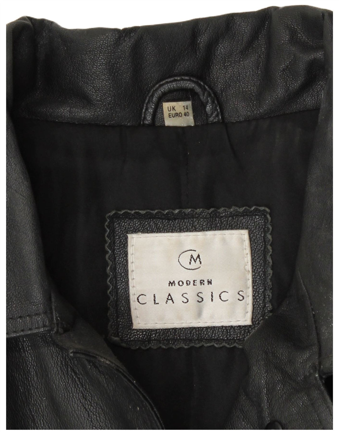 Moderne klassikere Dame Loose Fit Læderjakke UK 14 Medium Sort Læder
