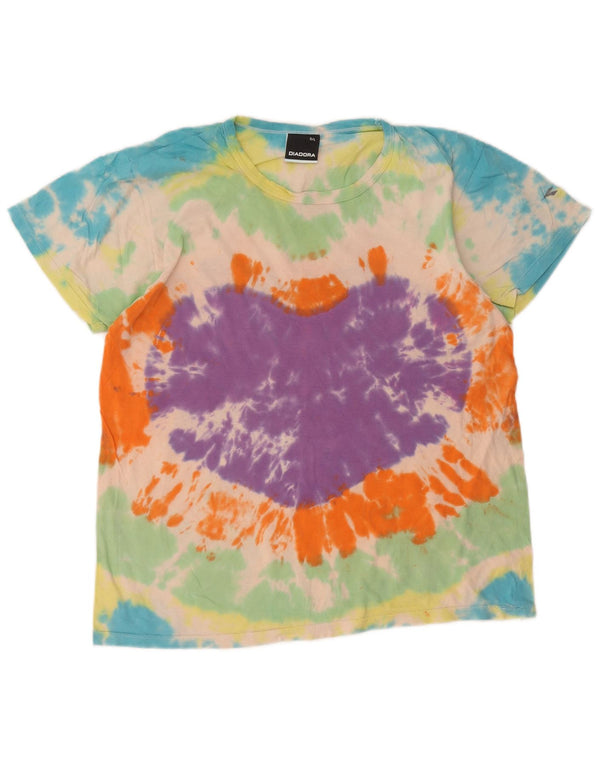 Diadora T-shirt da donna Top UK 16 Large in cotone tie-dye multicolore