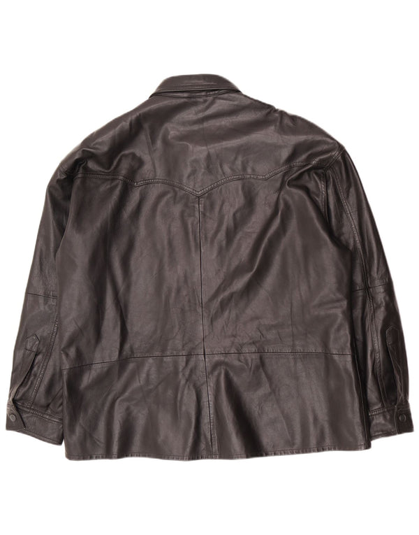 Vintage oversize læderjakke til kvinder EU 40 Medium Sort
