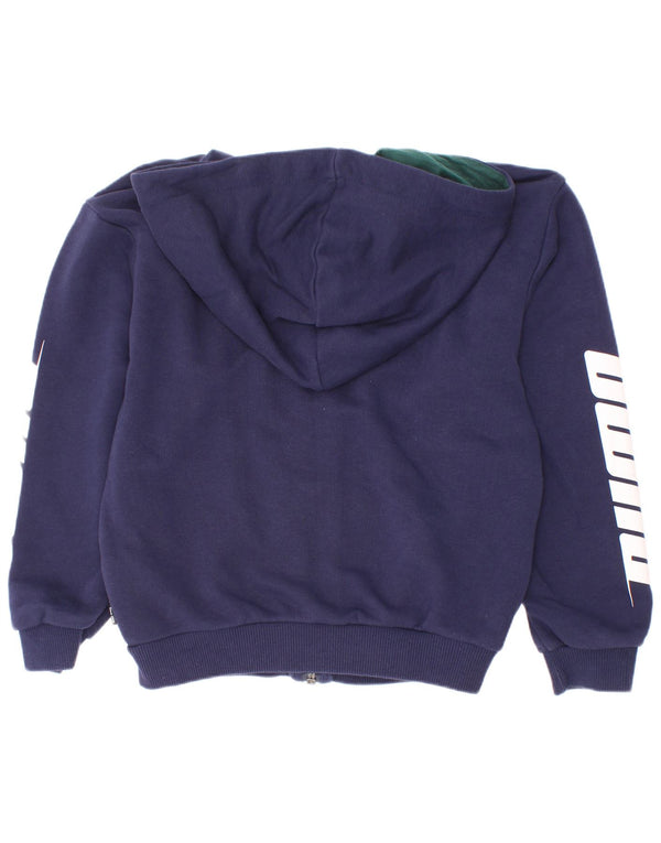 Puma Boys Graphic Zip Hoodie Sweater 5-6 Years Navy Blue Cotton