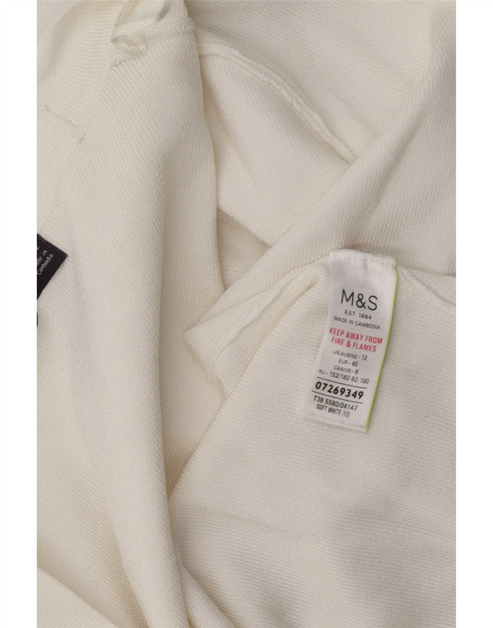 Marks & Spencer ženski otvoreni kardigan pulover UK 12 srednje bijele viskoze