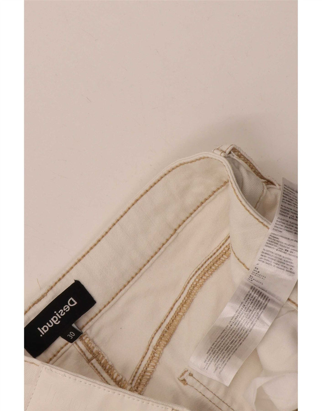 Desigual Damen Kurzjeans W30 L25 Weiße Baumwolle
