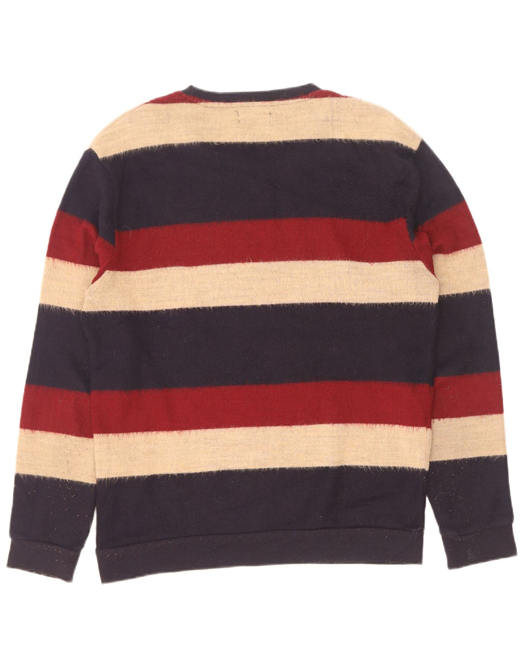 Zara Mens Crew Neck Jumper Sweater Large Multicoloured Striped Acrylic