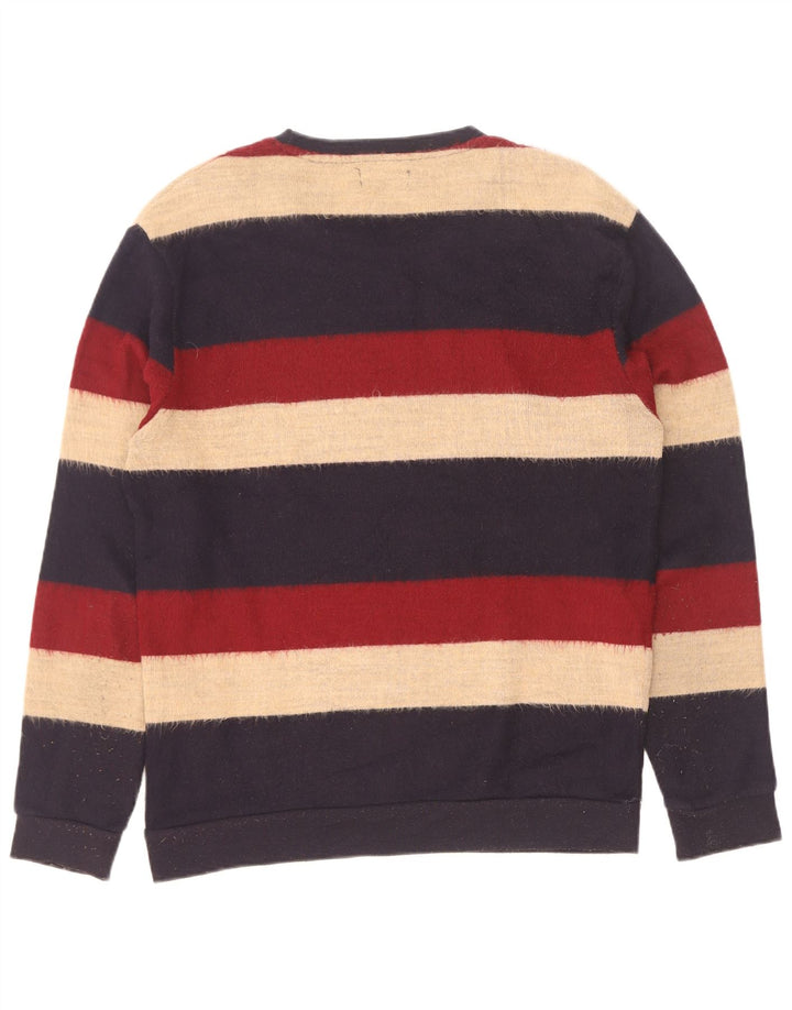 Zara Mens Crew Neck Jumper Sweater Large Multicoloured Striped Acrylic
