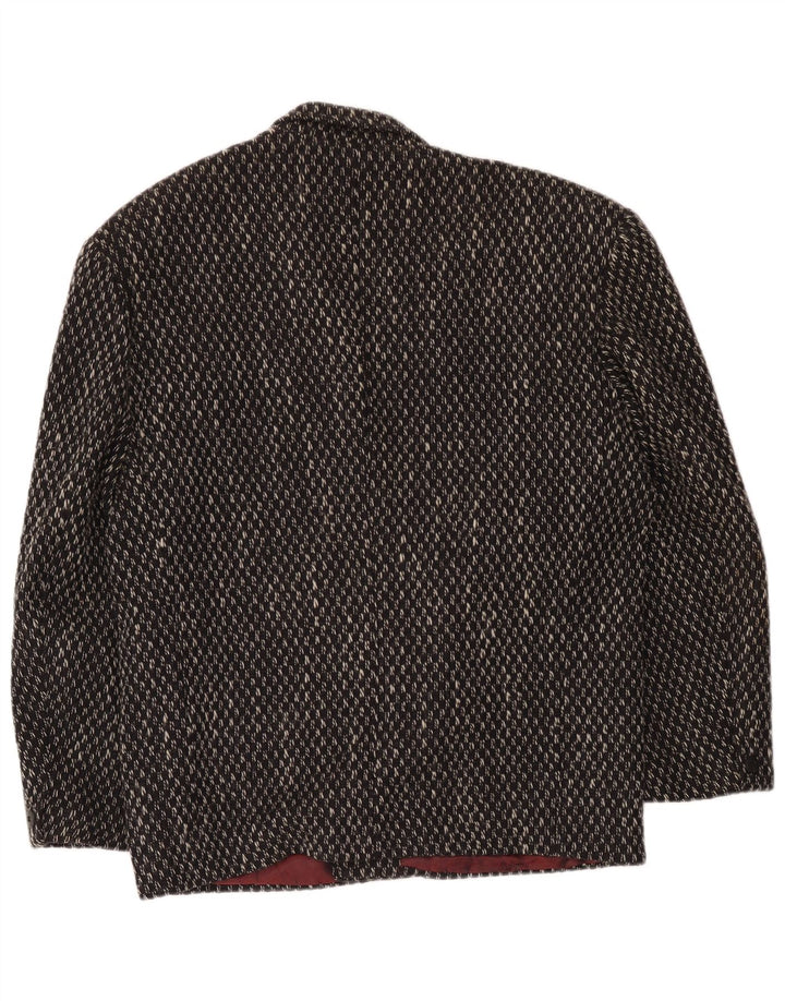 Giacca blazer da uomo a 1 bottone Manhattan UK 40 grande lana a quadri neri