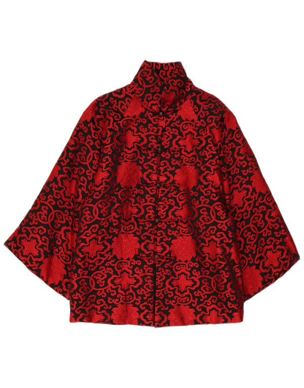 Vintage Womens 3/4 Sleeve Kimono Jacket UK 16 Large Red Paisley