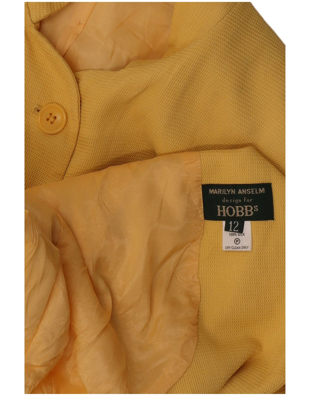 Hobbs Womens Marilyn Anselm 6 Button Blazer Jacket UK 12 Medium Yellow Silk