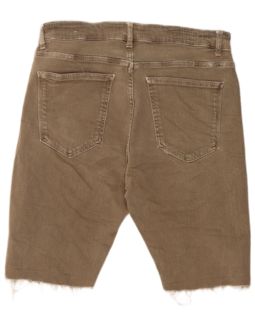 ZARA Mens Distressed Denim Shorts EU 46 XL W36  Khaki