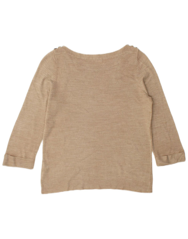 Marks & Spencer Dame Boat Neck Jumper Sweater UK 12 Medium Beige