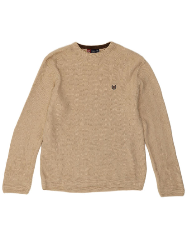 Maglione da uomo girocollo Chaps in cotone Chevron beige medio
