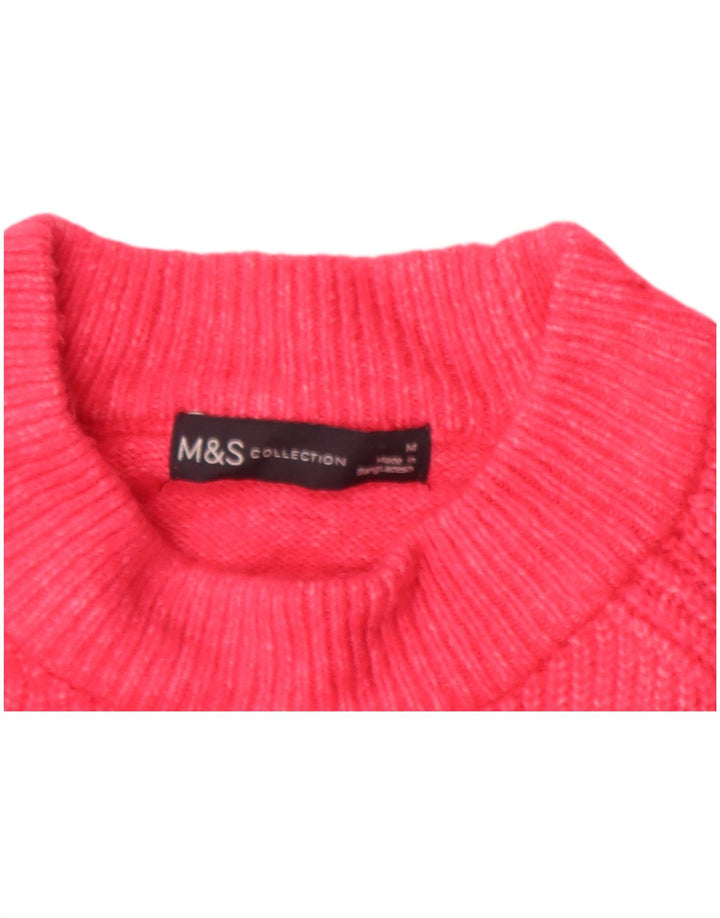 MARKS & SPENCER Womens Crew Neck Jumper Sweater UK 14 Medium Pink Acrylic