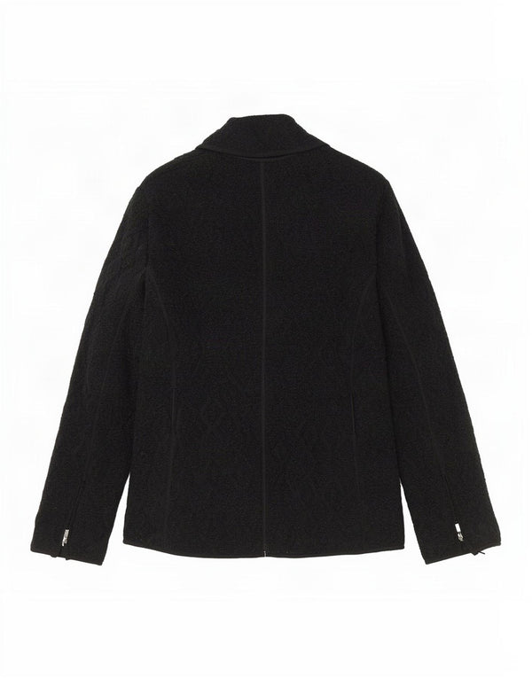 Luisa Spagnoli Womens Cardigan Sweater UK 16 Large Black Argyle/Diamond