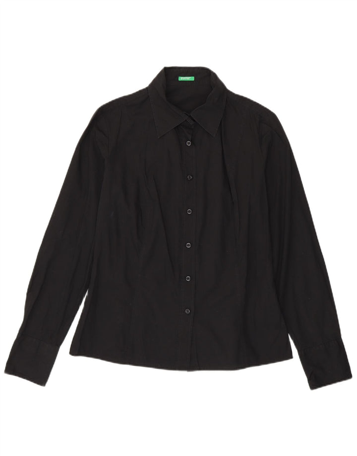 Benetton Womens Shirt UK 16 Large Black Cotton