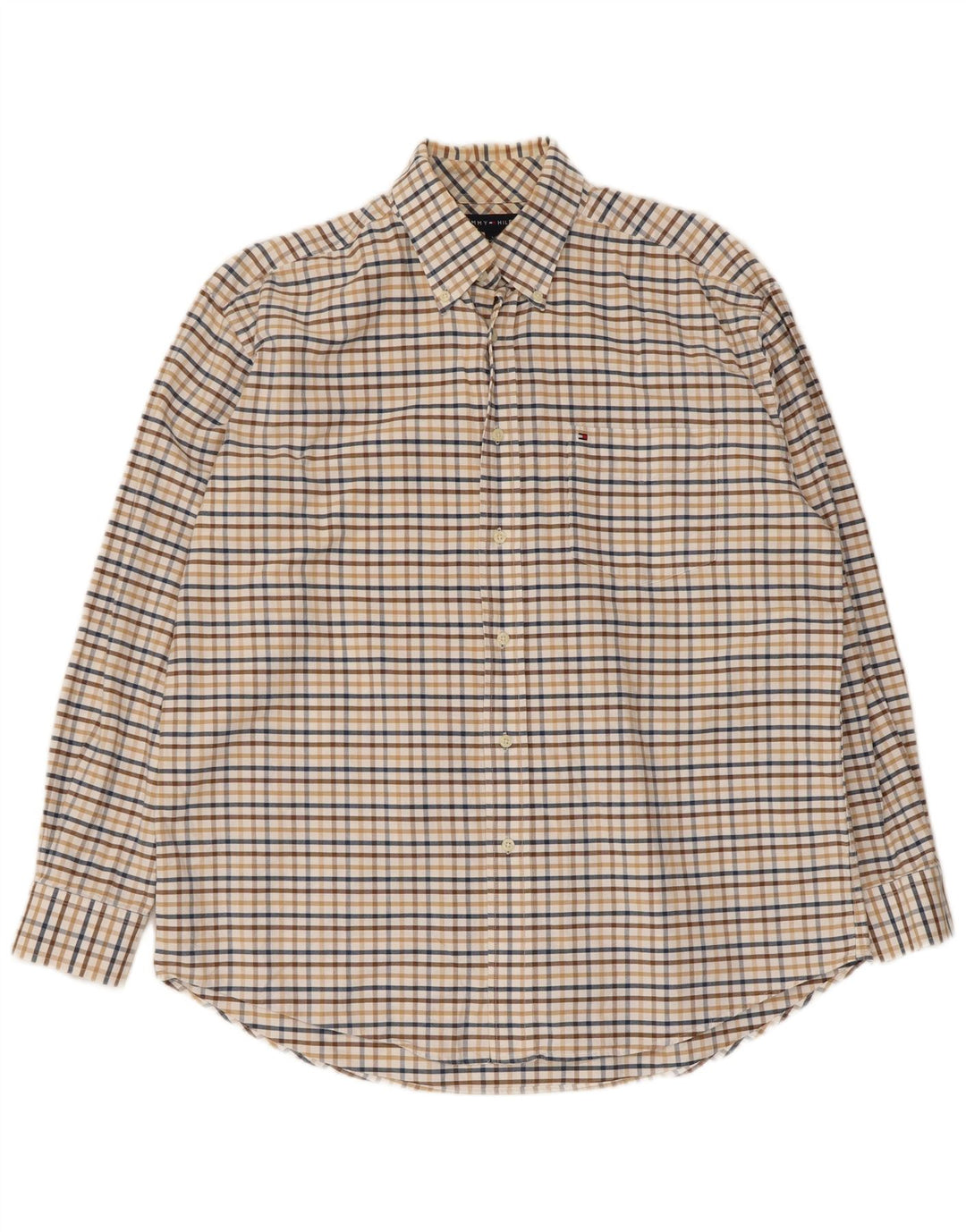 Tommy Hilfiger Mens Shirt Large Beige Check