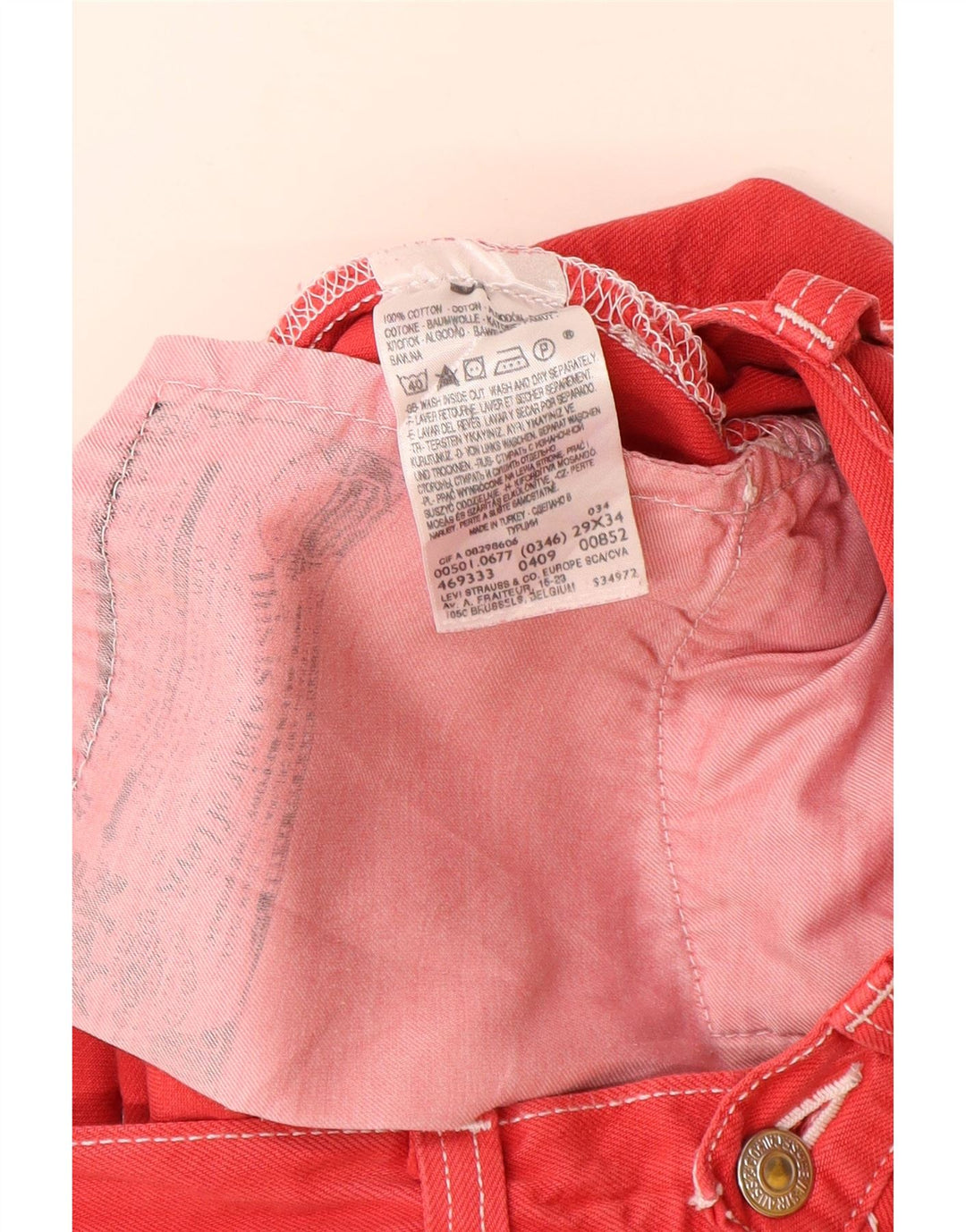Levi's Womens 501 Straight Jeans W29 L32 Red Cotton