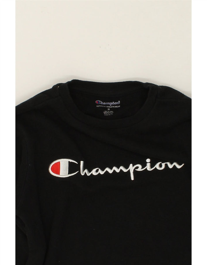 CHAMPION Boys Graphic Sweatshirt Jumper 9-10 Years Black Cotton Vintage Champion and Second-Hand Champion from Messina Hembry 