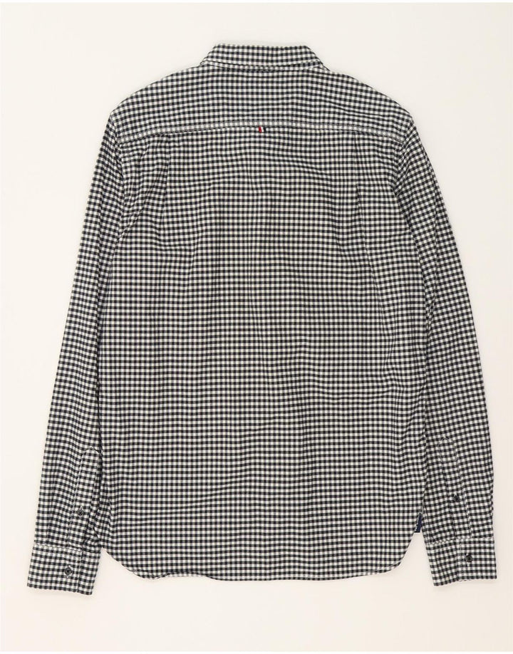 SUPERDRY Mens Shirt Large Black Gingham Cotton