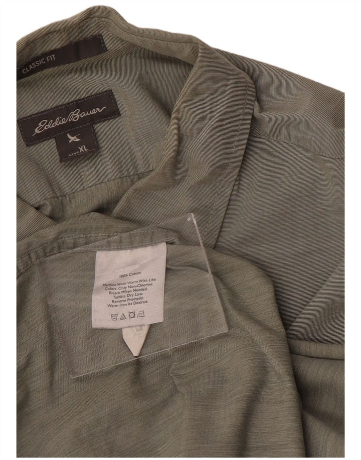 Eddie Bauer Mens Classic Fit Shirt XL Green Cotton