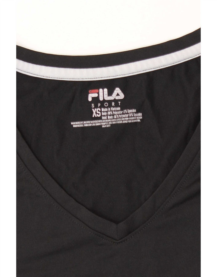 Fila Womens T-Shirt Top UK 6 XS Black Polyester