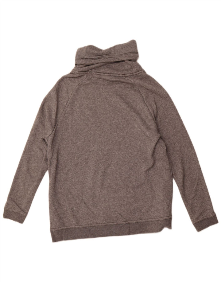 Felpa da donna NIKE con collo alto, maglione UK 14, cotone screziato grigio medio