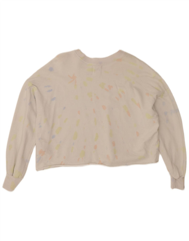 BILLABONG Womens Oversized Sweatshirt Jumper UK 14 Medium White Tie Dye