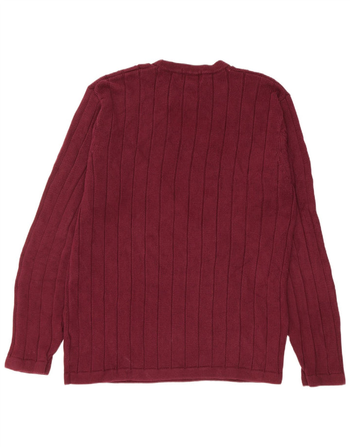 Eddie Bauer Mens Tall Crew Neck Jumper Sweater Medium Burgundy Cotton