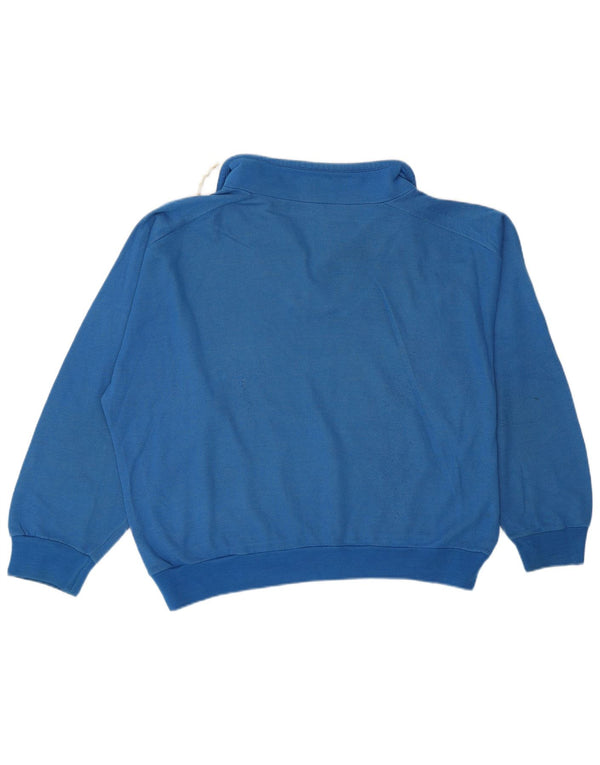 Pulover cu grafic supradimensionat pentru femei vintage UK 14 albastru mediu